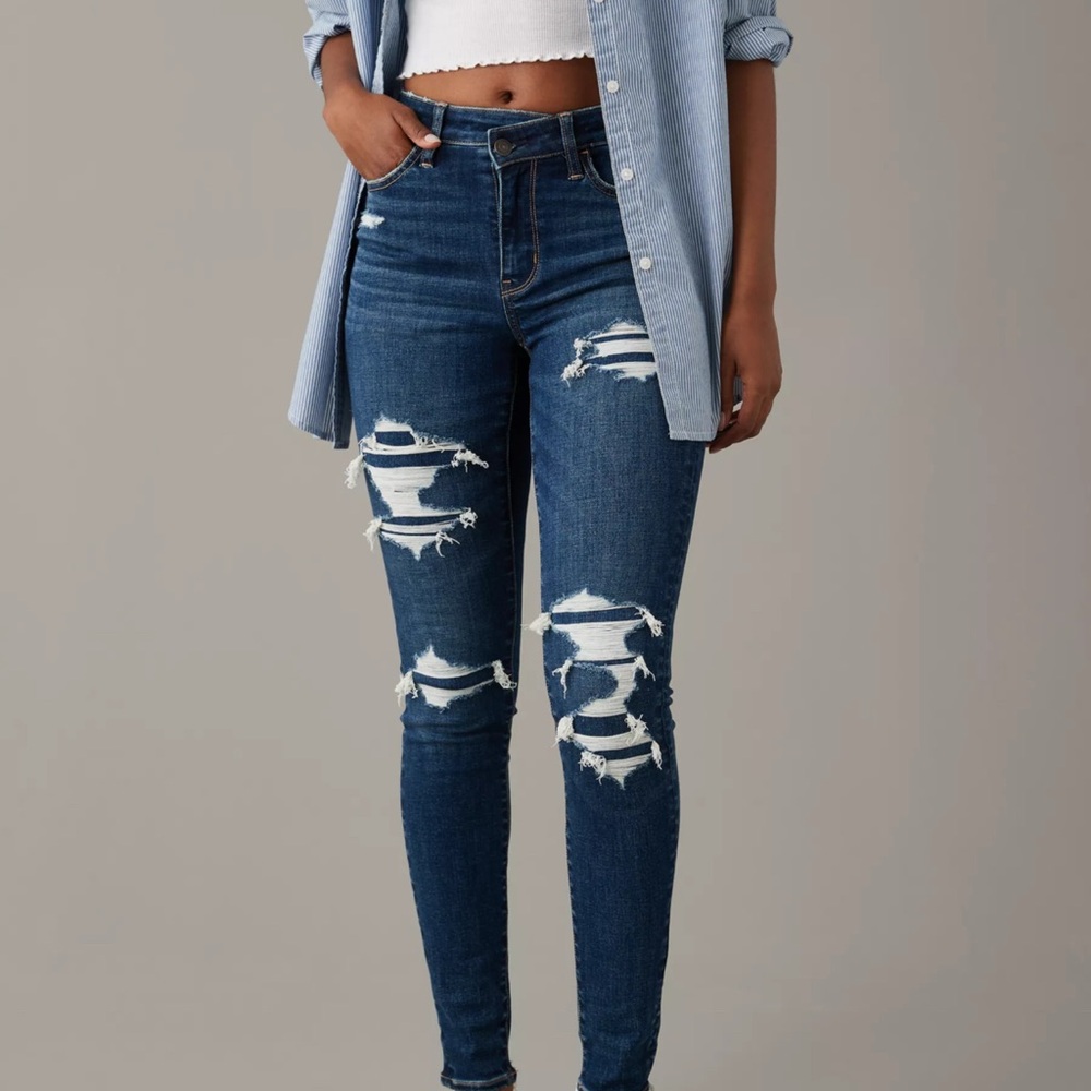 AE Next Level High-Waisted Patched Jegging Sz 6 Standard